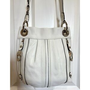 B. MAKOWSKY - Pebbled Leather Hobo Crossbody/Shoulder Bag/Winter White. Like New